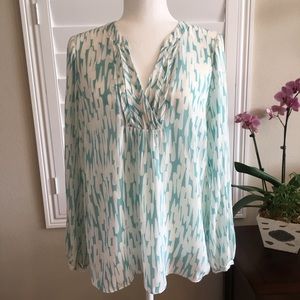 Boden White & Aqua Blouse